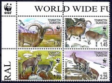 Tagikistan 2005 WWF Bharal Pecore Blu Capre Animali Fauna di Montagna 4v Nero MNH