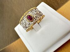 ring anello FLORENTINE  BUCCELLATI  STYLE LAVORATO A MANO oro18KT 750°/°° RUBINO