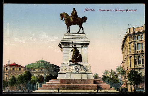 Cartolina milano monumento a - milano,,