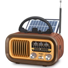 Radio Portatile Vintage Fm/Am/Sw,Radiolina Bluetooth Retro Piccola,Radio Solare 