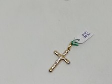 CIONDOLO CROCIFISSO - CROCE SACRA IN ORO GIALLO E BIANCO 18KT 1,35 GRAMMI (6804)