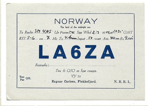 Qsl norvegia norge - norvegia,
