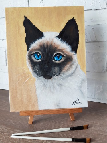 Gatto siamese dipinto olio - ad,