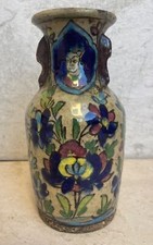 Turchia Iznik Nice Bottiglia Ceramica Silicea Decorazione Floreale E Ritratti