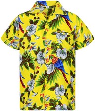 Funky Camicia Hawaiana Cherry Parrot Giallo 