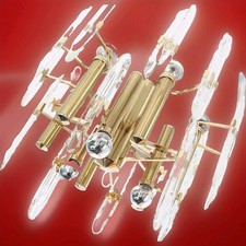 golden chandelier G. Sciolari 9 lights and with 18 lenticular crystals