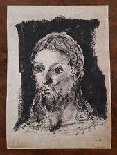 Dipinto Tecnica Mista Su Cartoncino Di Franco Marzilli , Ritratto Uomo Marzilli