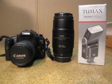 CANON EOS 30 con obiettivo 28-90mm + ZOOM EF 100-200mm + flash elettronico TUMAX