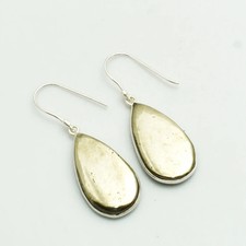 Orecchini pendenti goccia fatti a mano pietra preziosa pirite Apache gioielli regalo 2,2" DE-2140