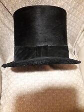 CAPPELLO A CILINDRO ANTICO FELTRO DI PELO DI CONIGLIO  BIANCHI CHAPELIER TURIN