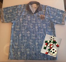 👕⚽️🇬🇧⚪️🔵 MAGLIA/DIVISA CALCIO INGHILTERRA MONDIALI 90- TERZA MAGLIA UMBRO ⚽️