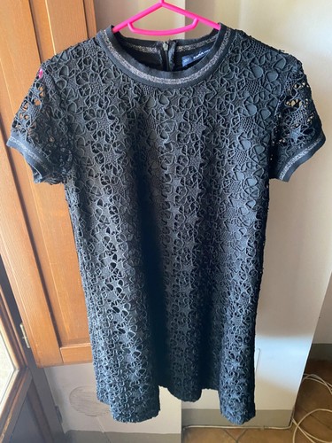 Zara vestito nero macramé con