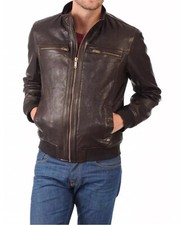 Giacca Uomo Pelle Marrone Vera