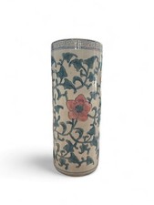 Antico portaombrelli cinese Famille Verte porcellana floreale porta canna 15"