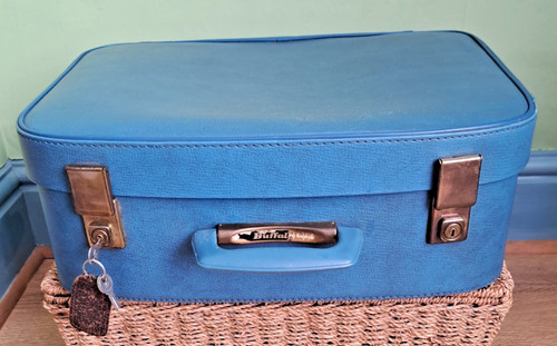 Valigia vintage blu originale - valigia,