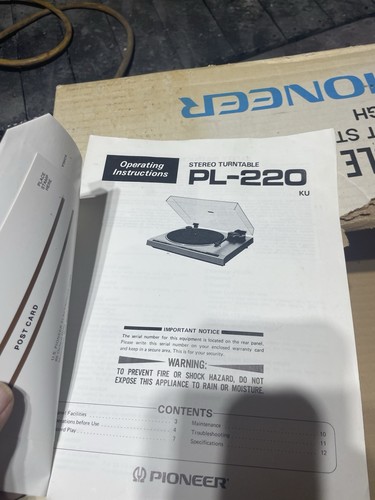 Pioneer 220 vintage - pl-220,
