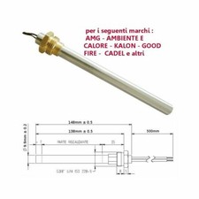 Resistenza Candeletta Stufa a pellet 3/8 300W 150mm 9,9mm AMG CADEL 14701024