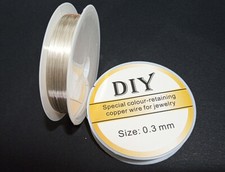 15mt /rotolo di filo in rame placcato 0.3mm 'anti-tarnish'  argento chiaro 