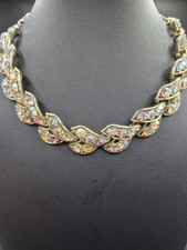 Collana girocollo vintage Aurora Boreale tono oro 16" molto scintillante LEGGI