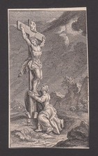 Cristo in croce con Maria - Quadro devozionale XVIII secolo - Quadro sacro D208