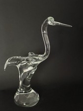 Scultura uccellino airone vetro massiccio Murano Licio Zanetti vintage 20,5” firmata