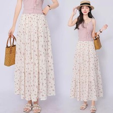 Gonna Lunga Rosa A Balze Con Fiori Piccoli Vita Alta Estiva Romantica CF41803