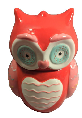 Red ceramic owl heart cookie - owl,