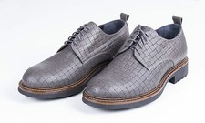 SCARPA ELEVEN ARTIGIANALI IN PELLE GRIGIO CON LAVORAZIONE INTRECCIATA TOTALE