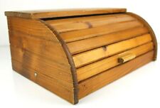 Porta Pane da Tavolo in Legno con Serrandina Chiusura a Scomparsa Vintage Antico