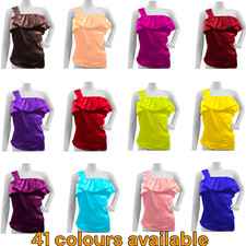 Top donna raso sexy abbigliamento festa spalle scoperte 41 colori abbigliamento festa top raso S88