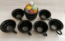 Zuccheriera e 6 tazze - Nero - VINTAGE