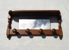 Appendiabiti da parete vintage francese metà secolo con specchio e ripiano 3529