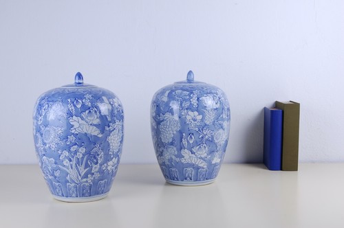 Potiche porcellana bianco blu