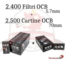 2400 Filtri Ocb pre-tagliati 5.7 mm + 2500 Cartine Black Corte Ocb nº4 - 70mm