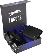 JAGUAR Cofanetto Regalo, Cintura, Portafoglio Vera Pelle e Portachiavi.