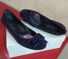 Scarpe con tacco basso KATE Camoscio Viola tg. 37 -MADE IN ITALY- NUOVO