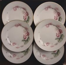 Limoges France Piatti Piani Fiori Rosa Bordo Oro Vintage Nuovi 25 Cm
