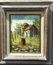 Francesco Rossini (Italiano), Vintage MCM Impressione Texturizzata. O/C "Paesaggio Rurale"