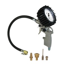 Riempitore pneumatici DF tarato, manometro preciso, riempitore pneumatici con 4 adattatori