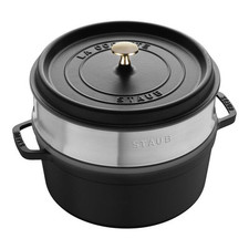 Cocotte con cestello a vapore rotonda - 26 cm, nero