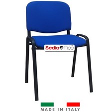 Sedia Per Sala D' Attesa Da Ufficio Studio Conferenze Tessuto Blu Made In Italy