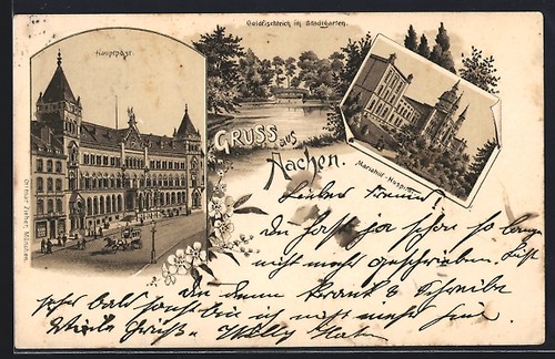 Litografia aquisgrana posta - litografia,
