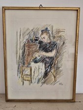 Quadro Litografia Stampa Disegno a Matita Merlettaia Mario Vellani Marchi 66