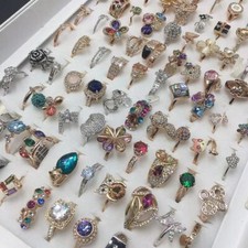 Lotto misto bigiotteria 20 pezzi zirconi colorati anelli da donna moda retrò