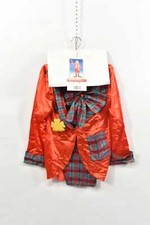 Vestito Carnevale Bambino Clown Rosso : Giacca Pantaloni E Fiocco 6/7 Anni