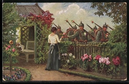 Cartolina marcia dei soldati - cartolina,