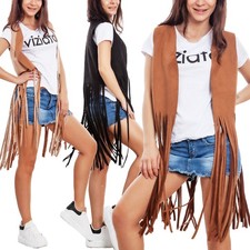 Gilet donna camoscio frange