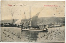 TRIESTE, VEDUTA DEL PUNTO FRANCO, IMBARCAZIONI A VELA, 1913