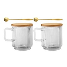  2 set tazzine da caffè espresso coperchi in legno cucchiaio tazze da caffè in