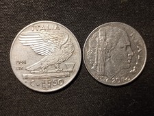 REGNO D'ITALIA - N. 2 MONETE - 20 CENT 1942 E 50 CENT 1941 MAGNETICA
